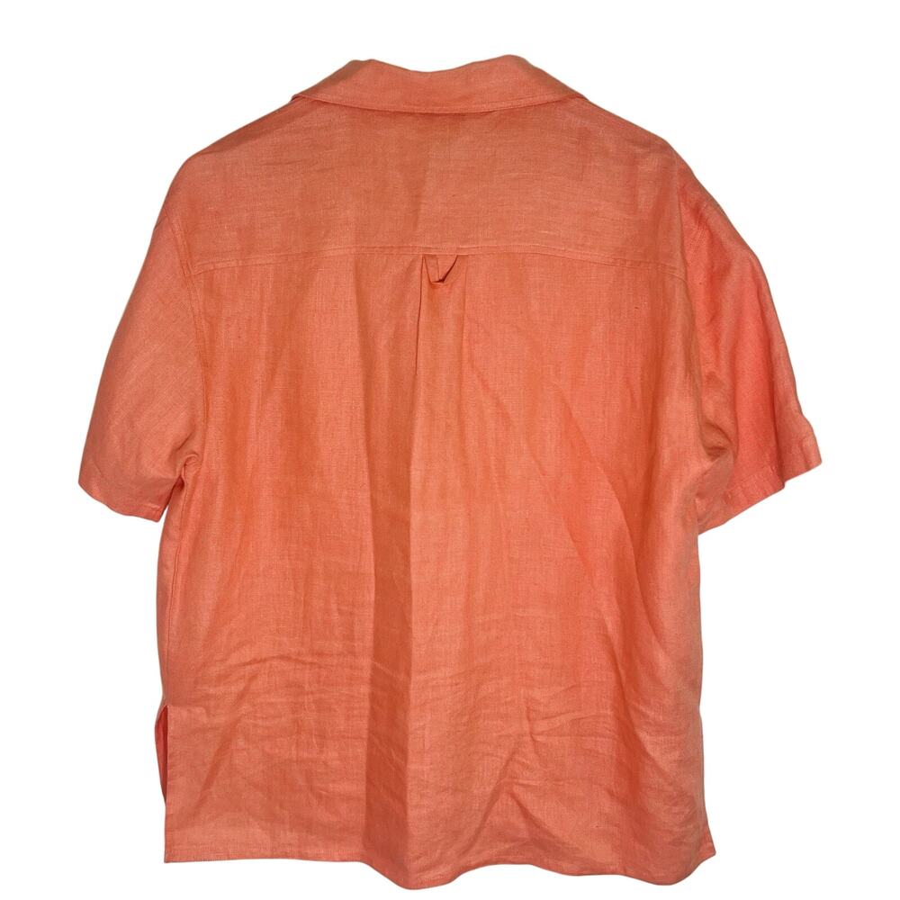 Vintage Studio JPR Womens 100% Linen Short Sleeve Button Down Shirt Coral Size L - Picture 2 of 9